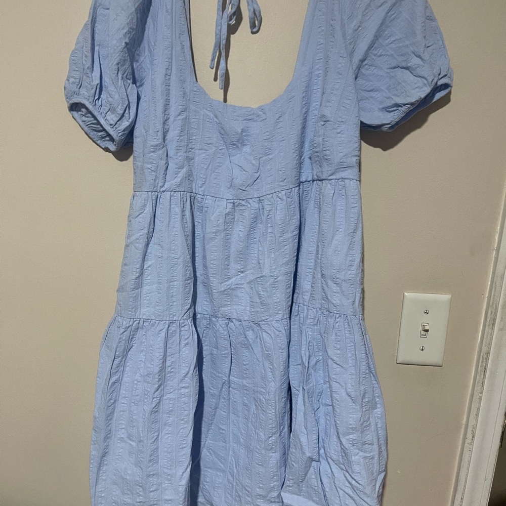 Elegant Sky Blue Mini Dress